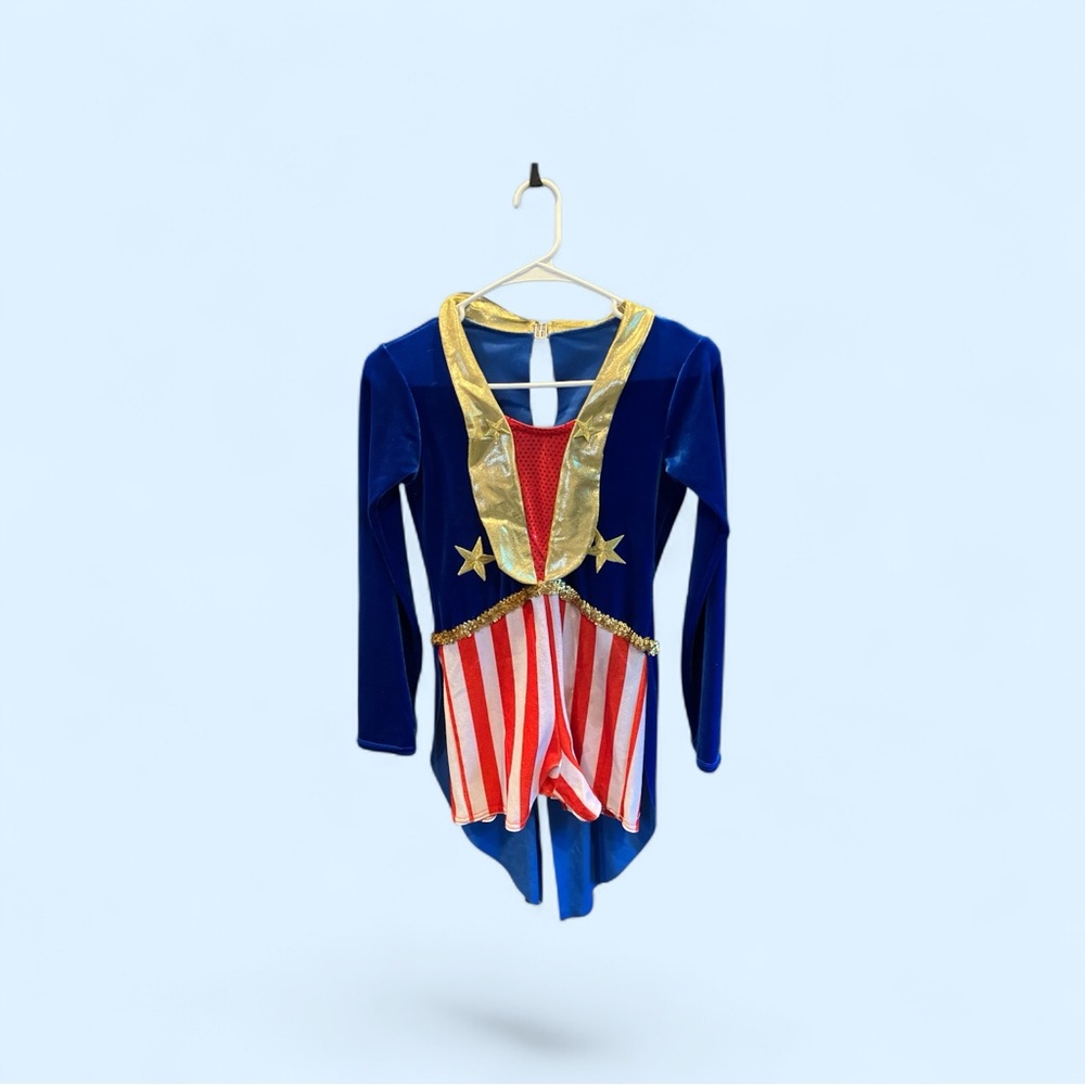 Women's Patriotic Hero Costume with Gold Accents